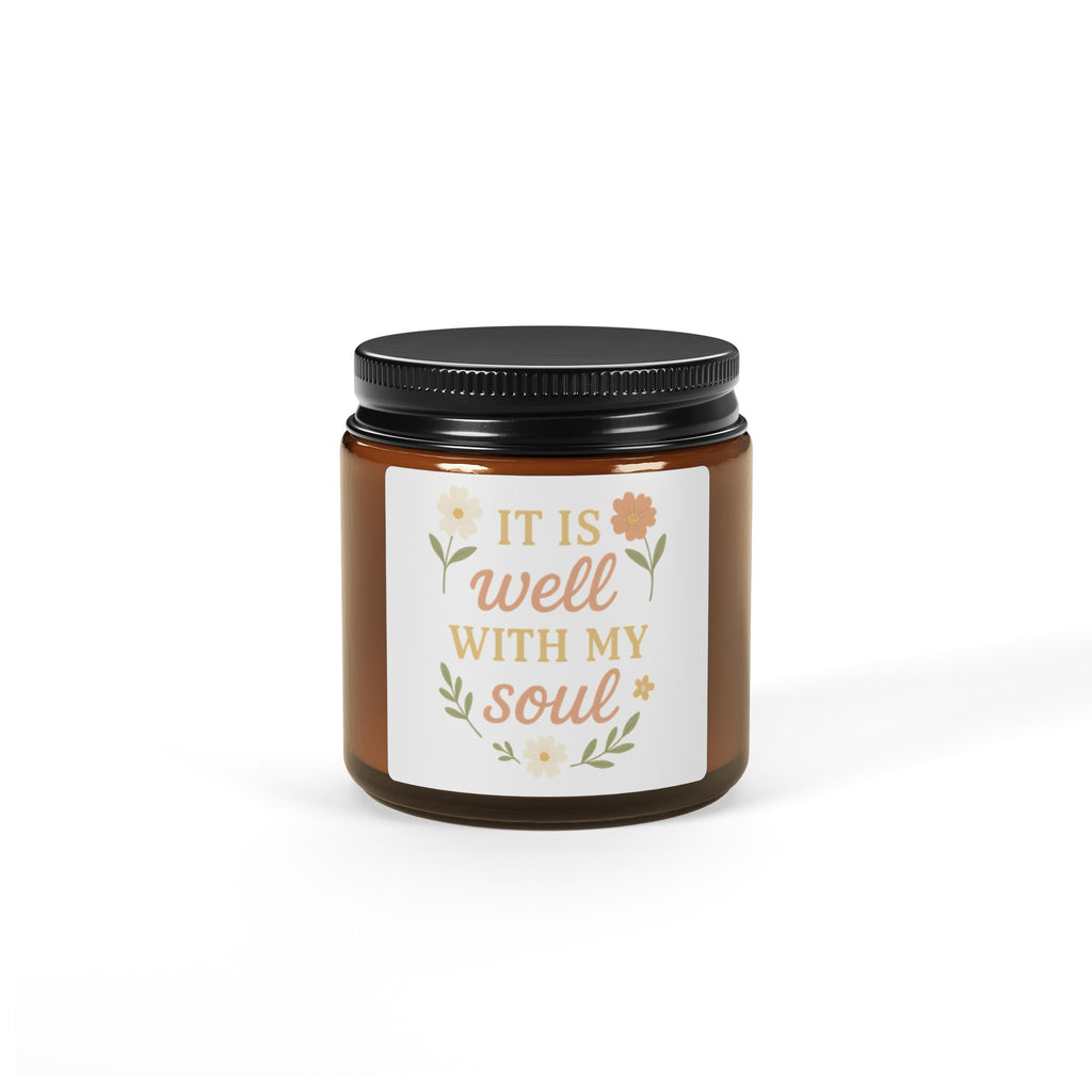 Amber Jar Scented Soy Candle - "It Is Well With My Soul" - Multi-Size