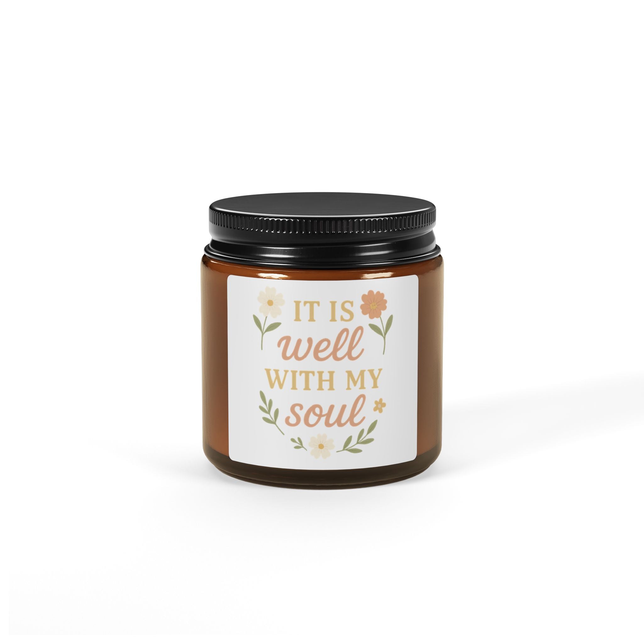 Amber Jar Scented Soy Candle - "It Is Well With My Soul" - Multi-Size