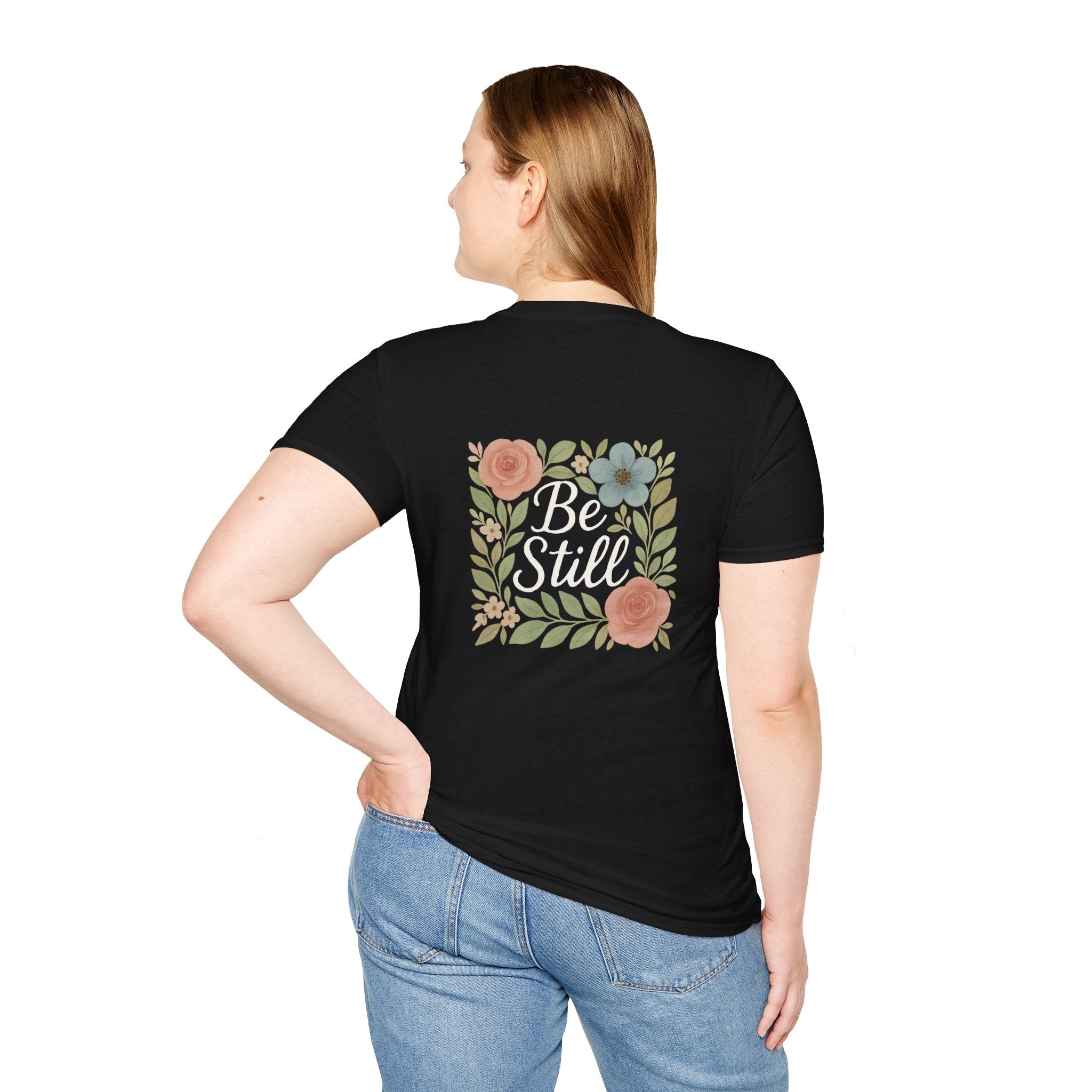 Floral Inspirational T-Shirt – 'Be Still'