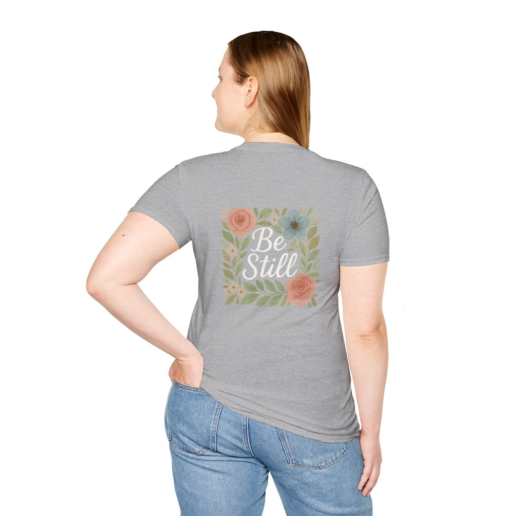 Floral Inspirational T-Shirt – 'Be Still'