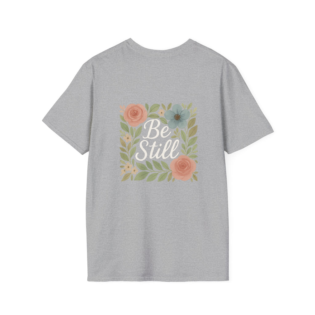 Floral Inspirational T-Shirt – 'Be Still'