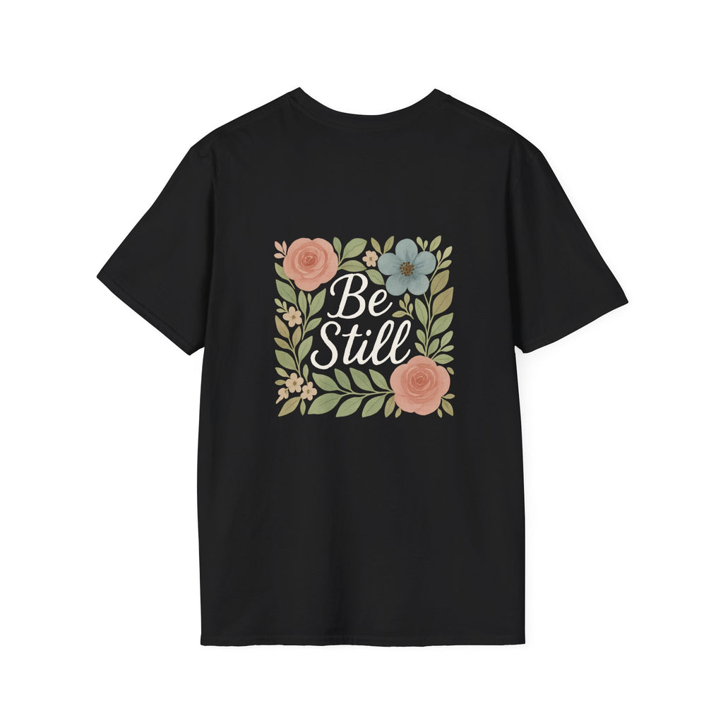 Floral Inspirational T-Shirt – 'Be Still'