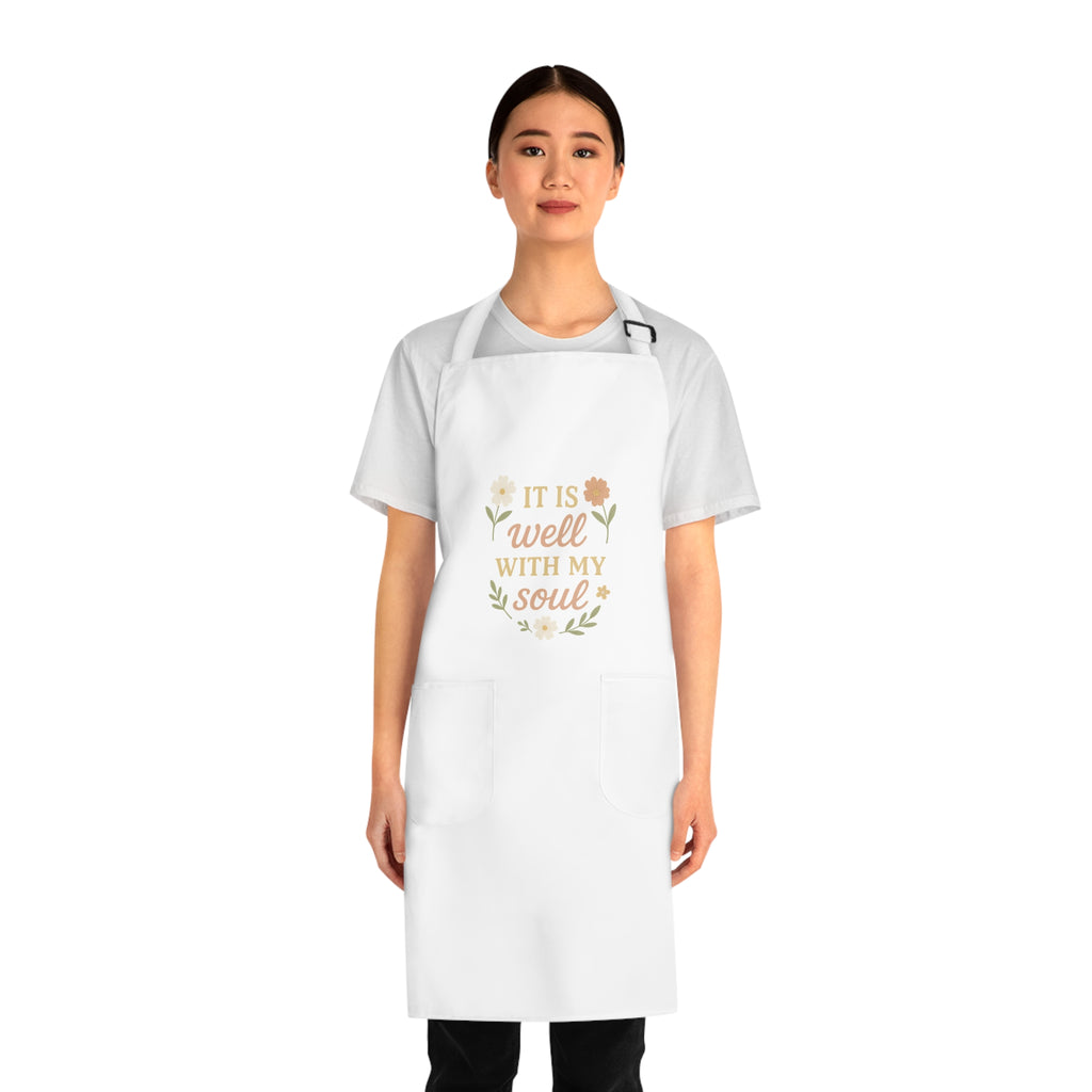 Well With My Soul Apron, Inspirational Cooking Gift, Gardening Apron, Creative Kitchenware, Soulful Apron for Food Lovers